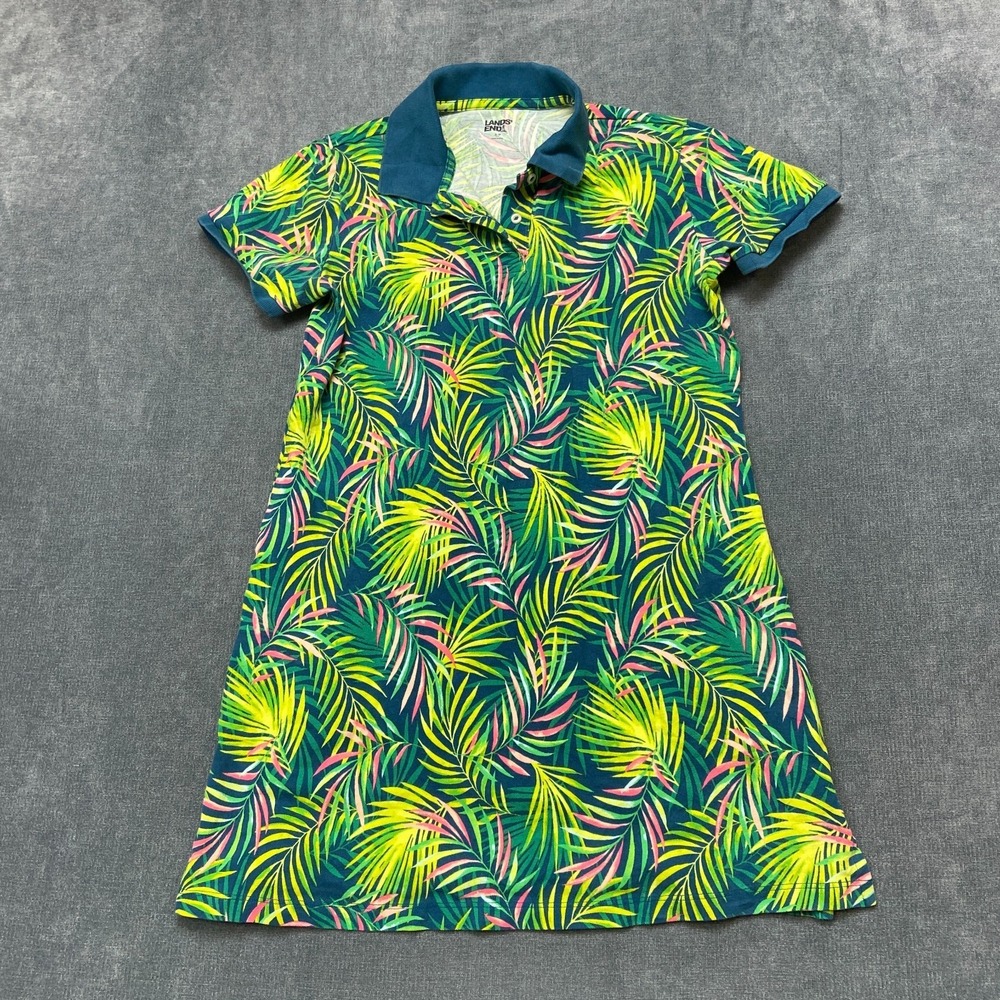 Lands' End Polo Shirt Girls‎ Small Multicolor Floral Golf Tennis Performance